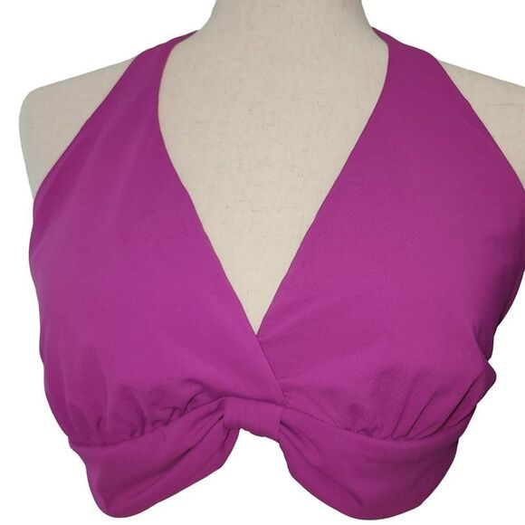 Perry Ellis Purple Halter Swim Bikini Top 38D / DD New - Picture 4 of 8
